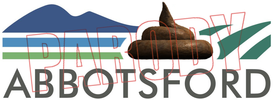 parody logo of abbotsford with poop emoticon