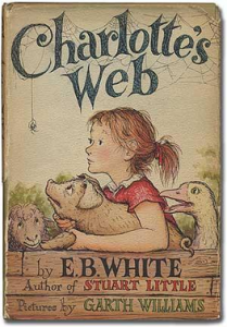 The front cover of the Charlotte's Web book.